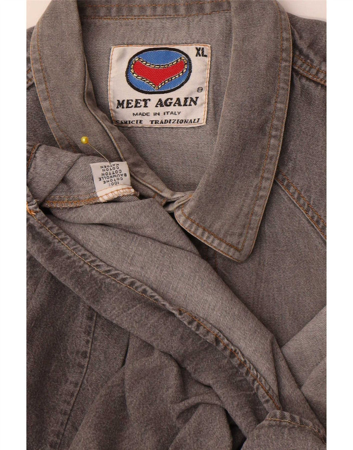 Vintage denimskjorte til mænd XL grå bomuld