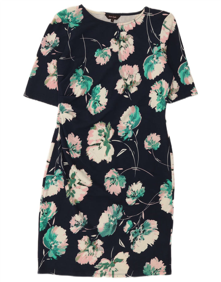 Phase Eight Womens Sheath Dress UK 14 Large Navy Blue Floral Polyester