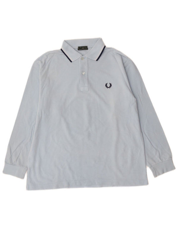 Fred Perry Boys Langærmet Polo Shirt 13-14 År Blå Bomuld