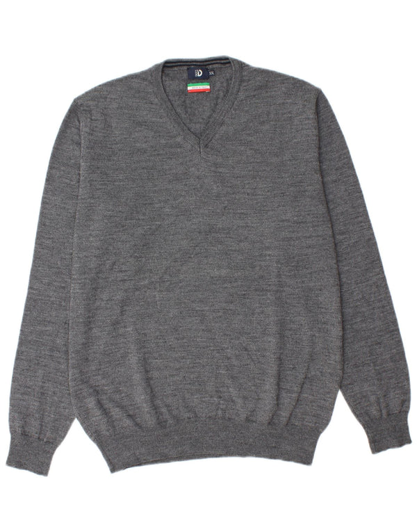 Dacks herre V-hals sweater 2XL grå uld