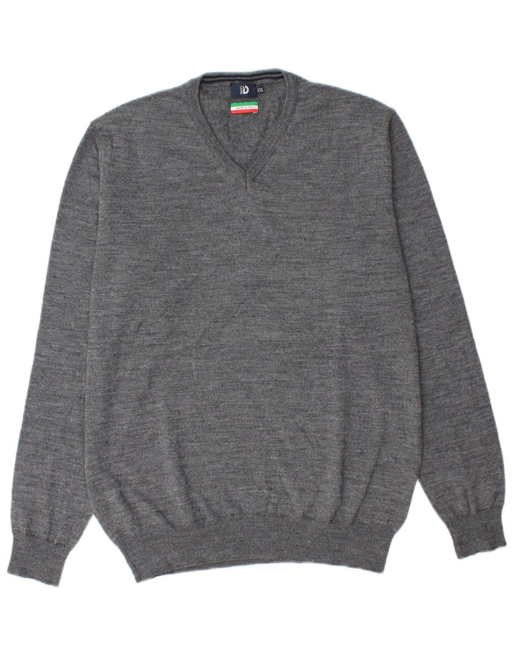 Dacks herre V-hals sweater 2XL grå uld