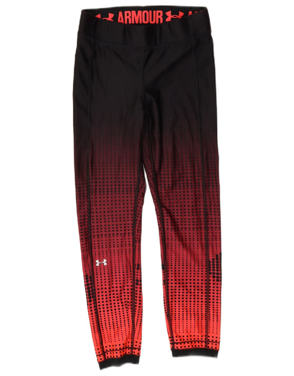 Under Armour Womens Heat Gear Leggings UK 10 Lille rød geometrisk polyester
