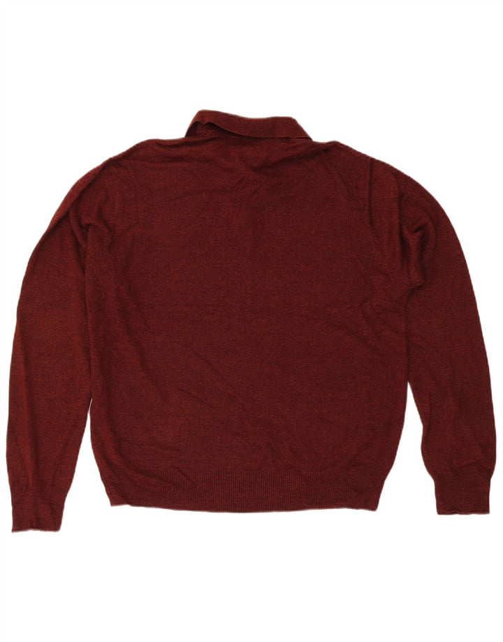 Dockers Herre Polo Neck Jumper Sweater Medium Burgundy Argyle/Diamond