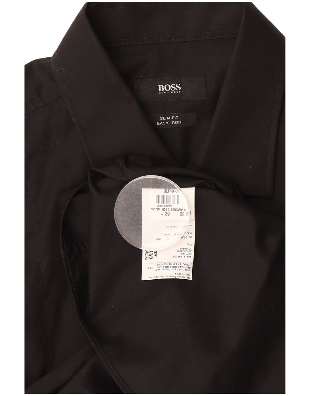 Hugo Boss Herre Slim Fit Skjorte Størrelse 39 Medium Sort Bomuld