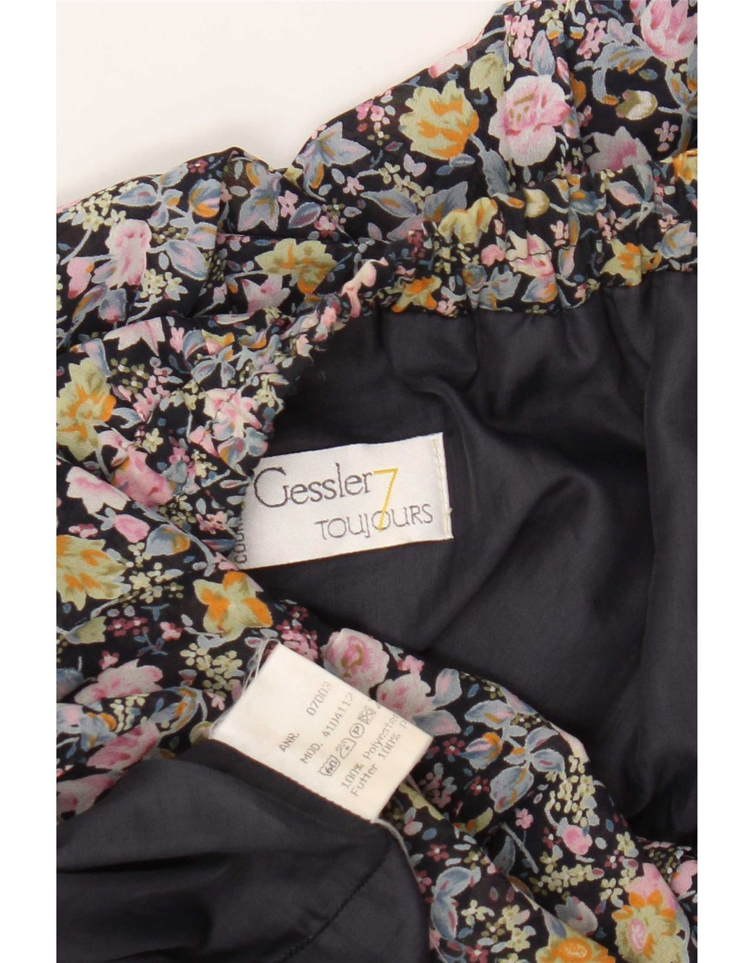 Vintage A-Line nederdel til kvinder W34 Large Navy Blue Floral Polyester