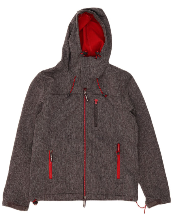 SUPERDRY Windbreaker-jakke med hætte til mænd UK 42 XL Grå Flecked Polyester