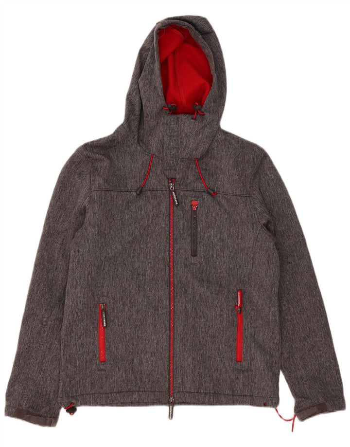 SUPERDRY Windbreaker-jakke med hætte til mænd UK 42 XL Grå Flecked Polyester