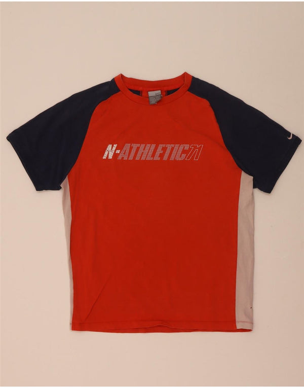 Nike grafisk T-shirt top til mænd UK 39/41 Medium Orange Colourblock Bomuld