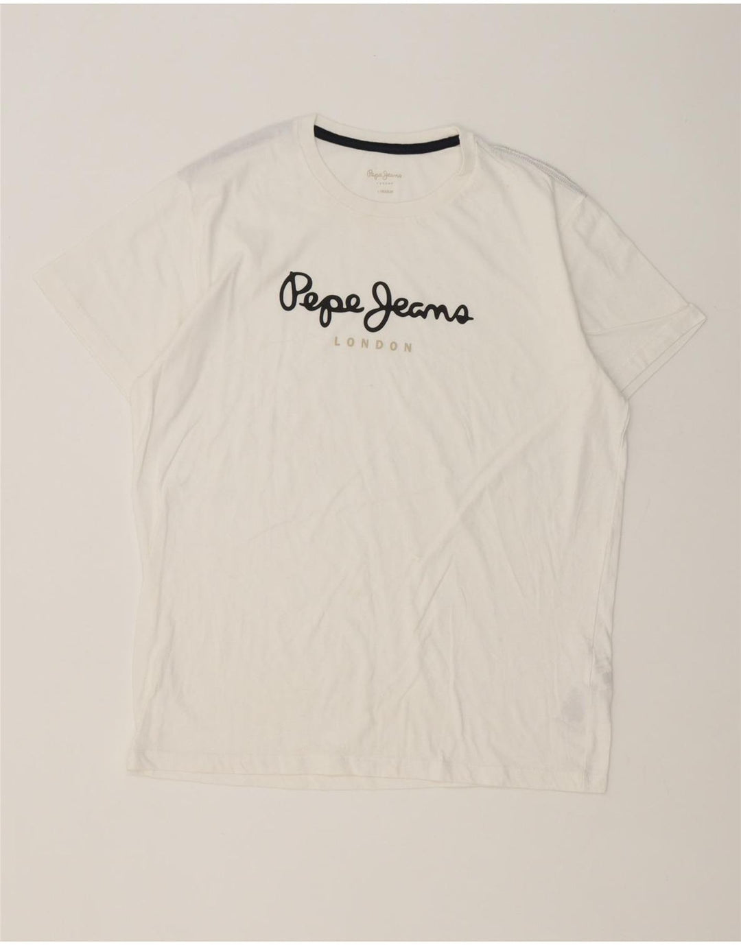 PEPE Jeans Herre Regular Fit Grafisk T-shirt Top Stor hvid bomuld