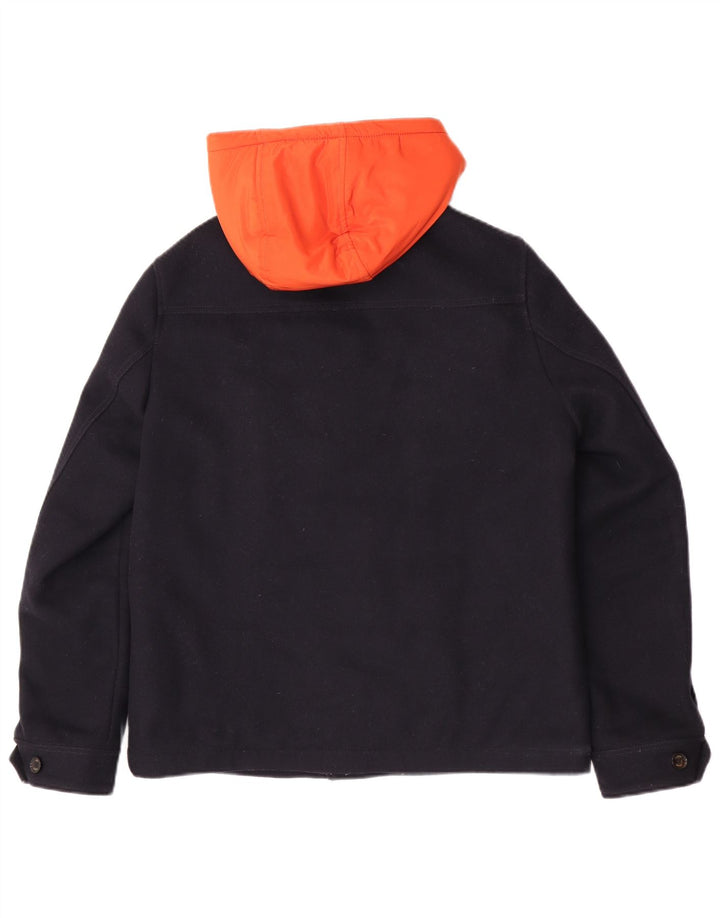 Ted Baker Bomberjakke med hætte til mænd Størrelse 3 Medium Navy Blue Colourblock