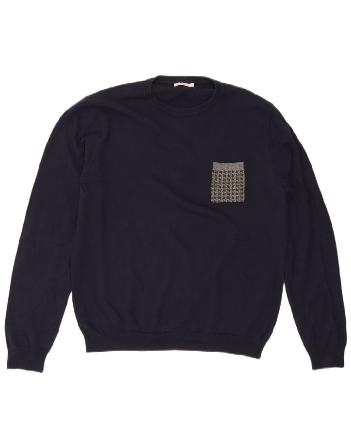 Sun68 Herre Crew Neck Jumper Sweater Large Navy Blue Uld