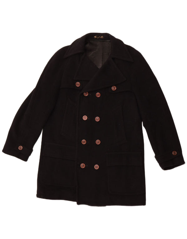 VINTAGE Herre Dobbeltradet Frakke UK 40 Large Black