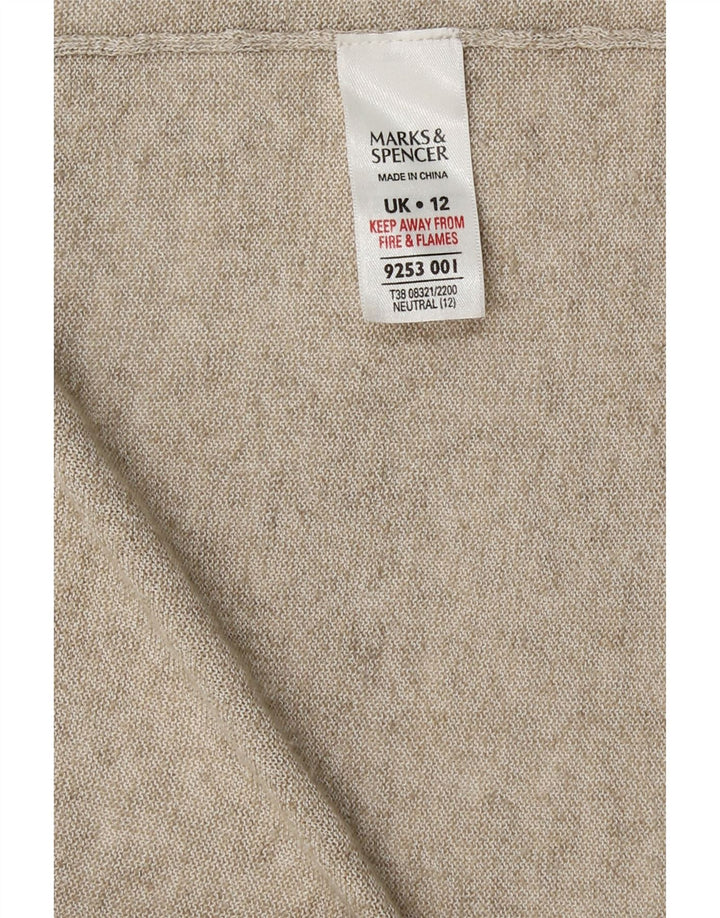 Marks & Spencer Dame Longline Cardigan Sweater UK 12 Medium Beige Linen