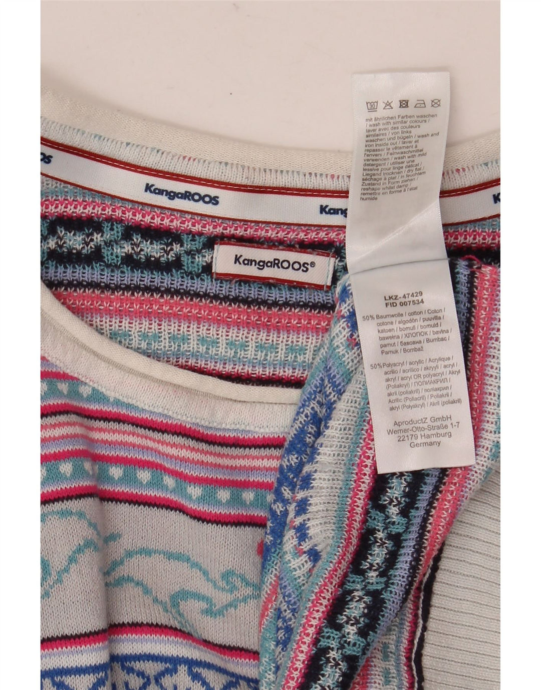 Kænguruer Dame Boat Neck Jumper Sweater UK 14/16 Stor Flerfarvet