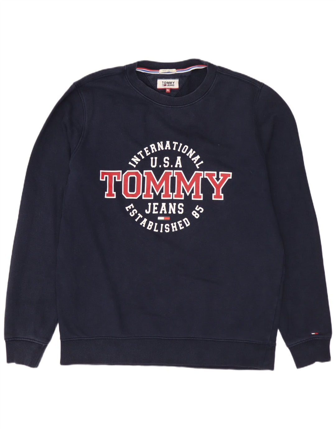 TOMMY HILFIGER Herre grafisk Regular Fit Sweatshirt Jumper XL Marineblå