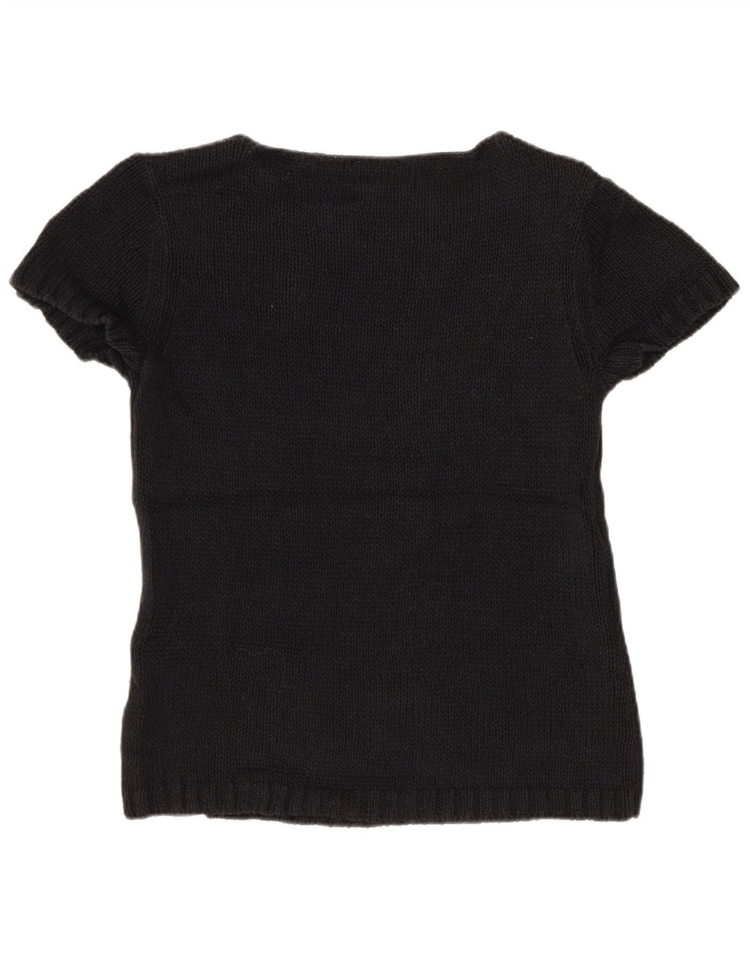 Eddie Bauer Dame Crop Boat Neck Jumper Sweater UK 12 Medium Black