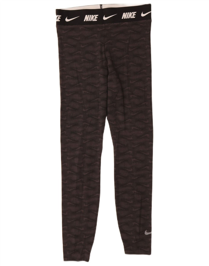 Nike Dame Tight Fit Grafiske Leggings UK 12 Medium Sort Bomuld