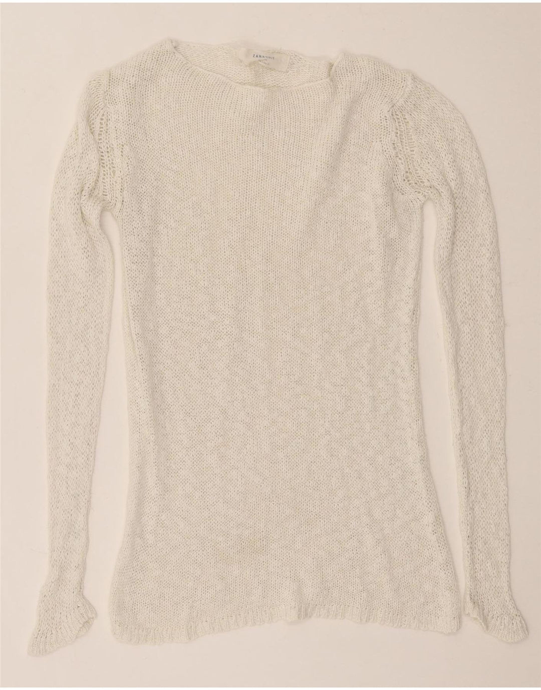 Zara Dame Boat Neck Jumper Sweater UK 14 Large Off White