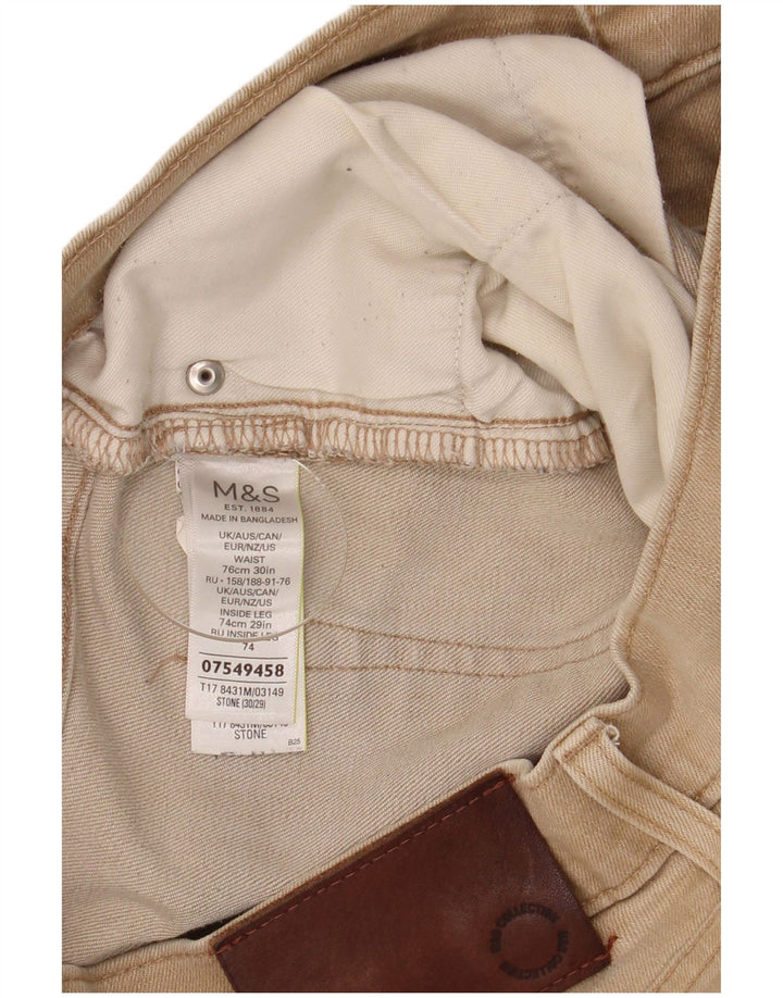 Marks & Spencer Herre Regular Fit Straight Jeans W30 L29 Beige Bomuld