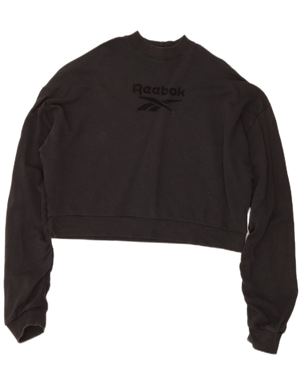 Reebok Womens Graphic Oversized Sweatshirt Jumper UK 18 XL Black Cotton