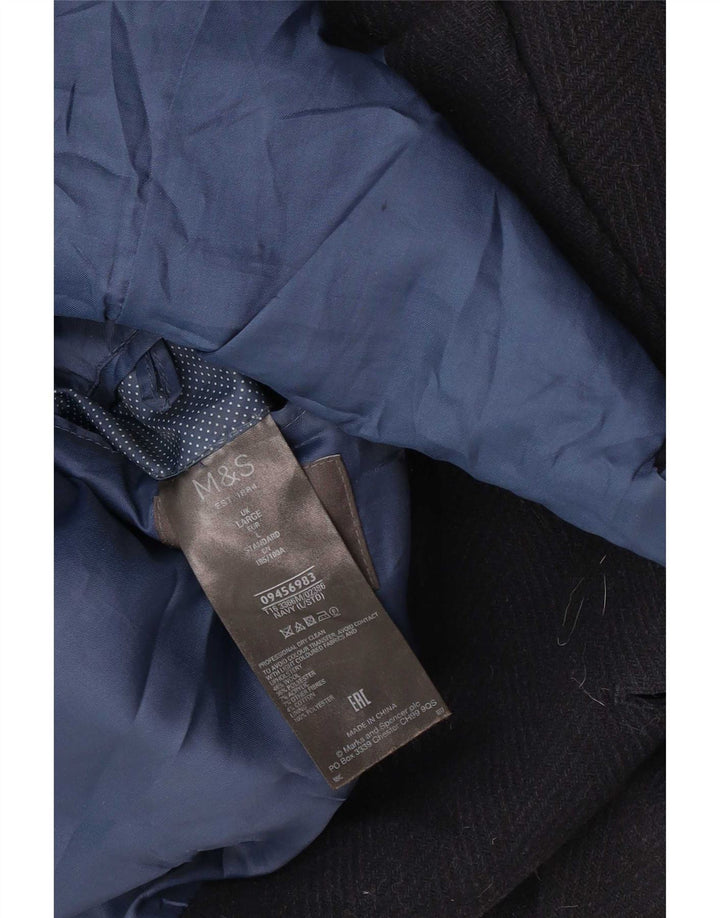 Marks & Spencer Herre Pea Coat UK 40 Large Navy Blue Wool