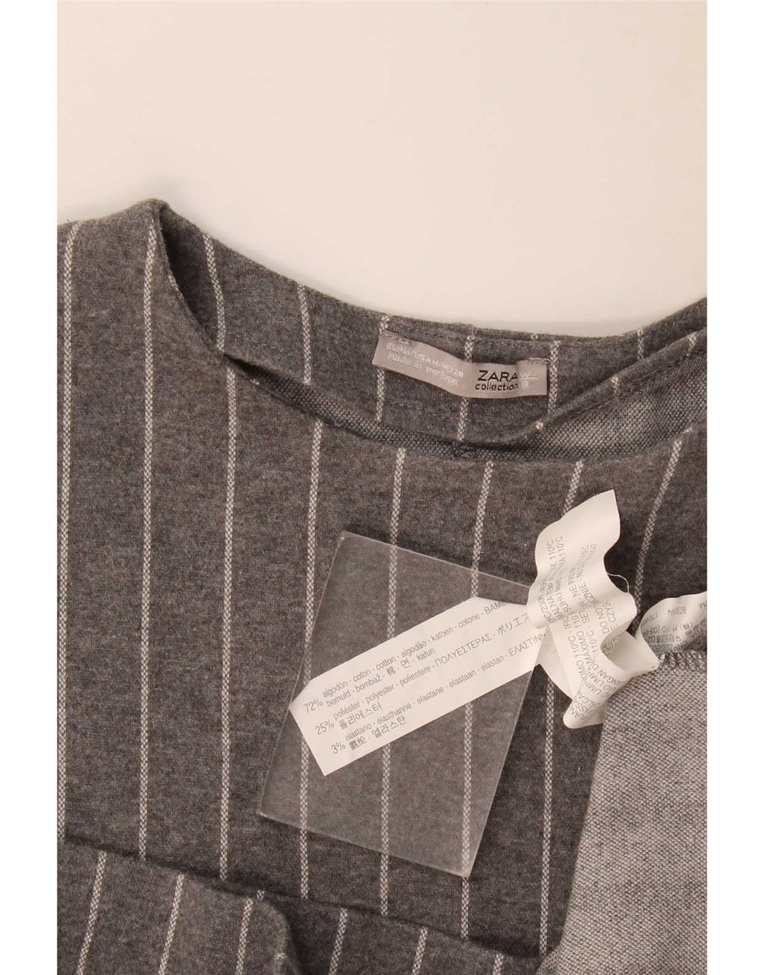 Zara Womens Shift Dress UK 14 Mellemgrå nålestribet bomuld