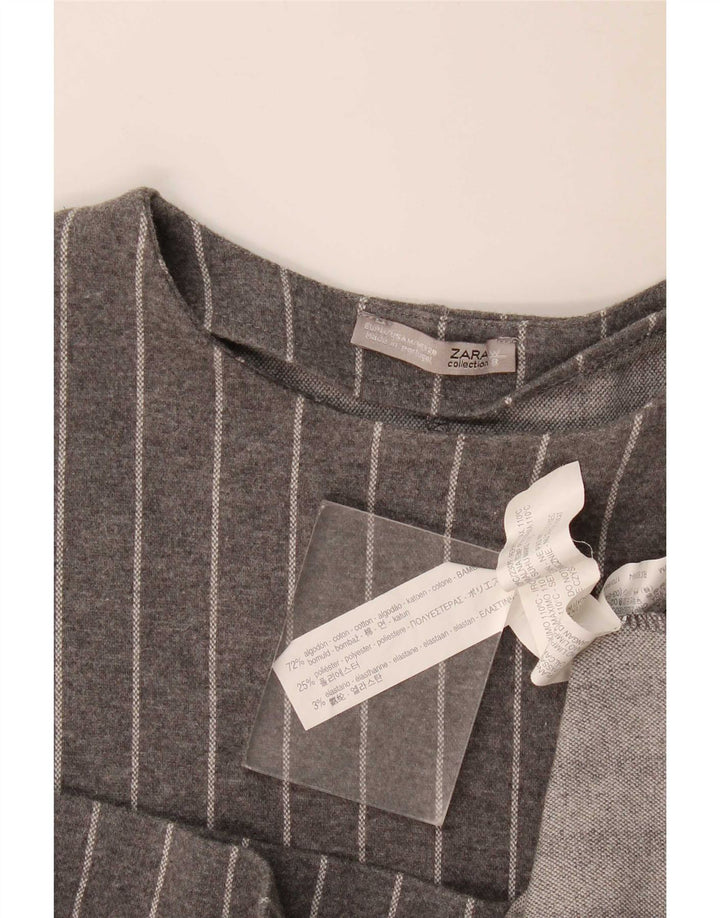 Zara Womens Shift Dress UK 14 Mellemgrå nålestribet bomuld