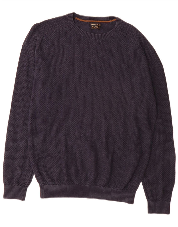 Massimo Dutti Herre Boat Neck Jumper Sweater Stor Marineblå Bomuld