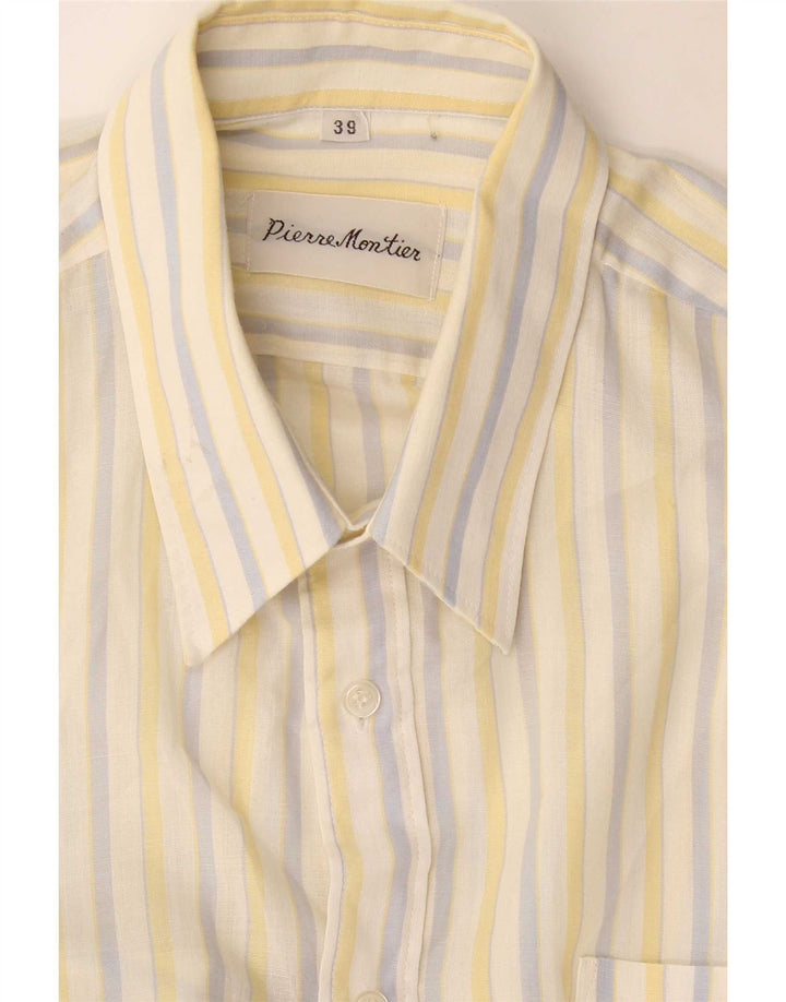 Vintage herreskjorte str. 39 Medium gul stribet