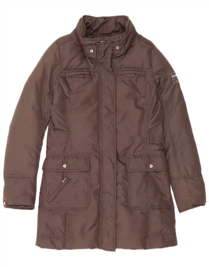 Champion Dame hætte polstret frakke UK 10 Lille brun polyester