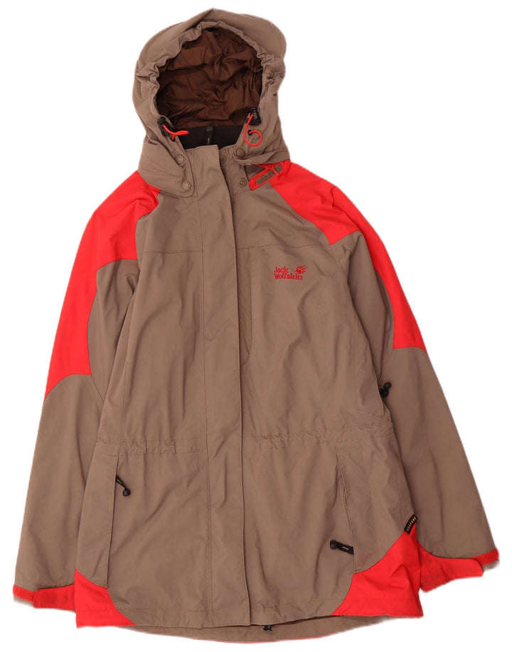 Jack Wolfskin Regnjakke med hætte til kvinder UK 12/14 Medium Grey Colourblock