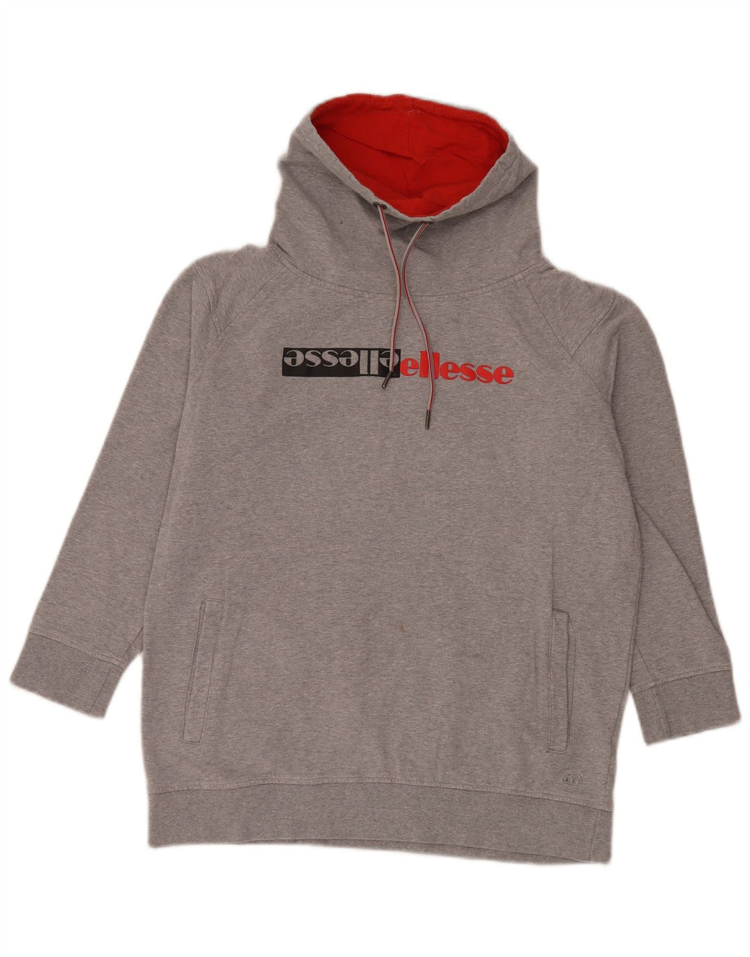Ellesse Dame Grafisk Sweatshirt Jumper UK 16 Stor Grå Bomuld