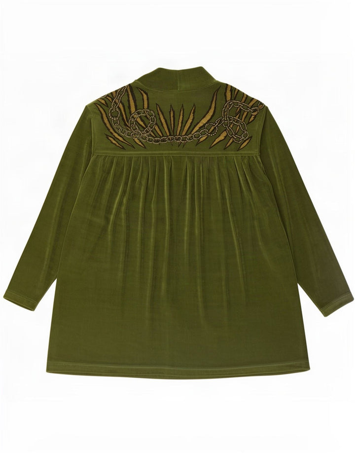 Piccadilly Dame Oversized abstrakt mønster skjorte bluse UK 10 Small Green