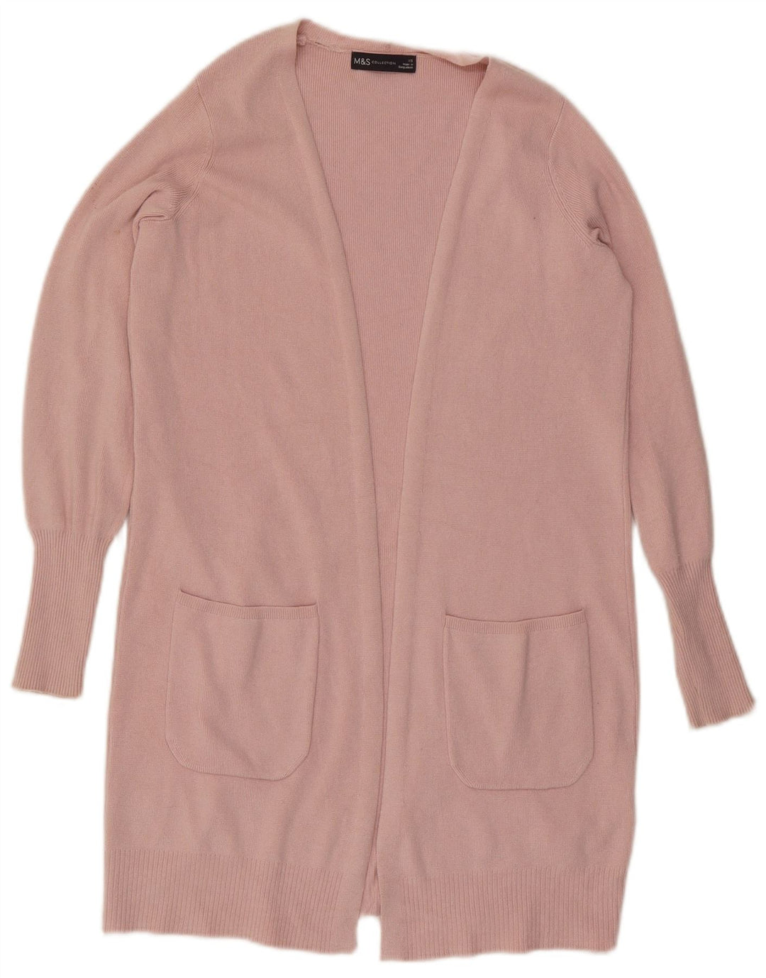 Marks & Spencer Dame Oversized Longline Cardigan Sweater UK 6 XS Pink