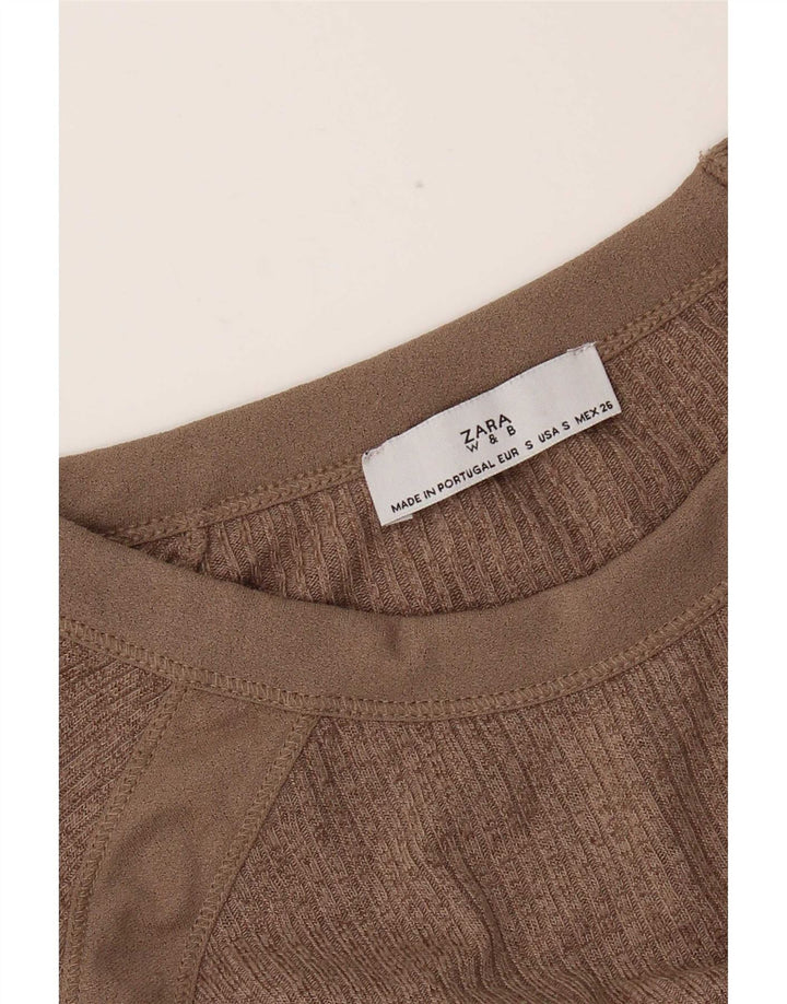 Zara Dame Oversized Top Langærmet UK 10 Lille Brun