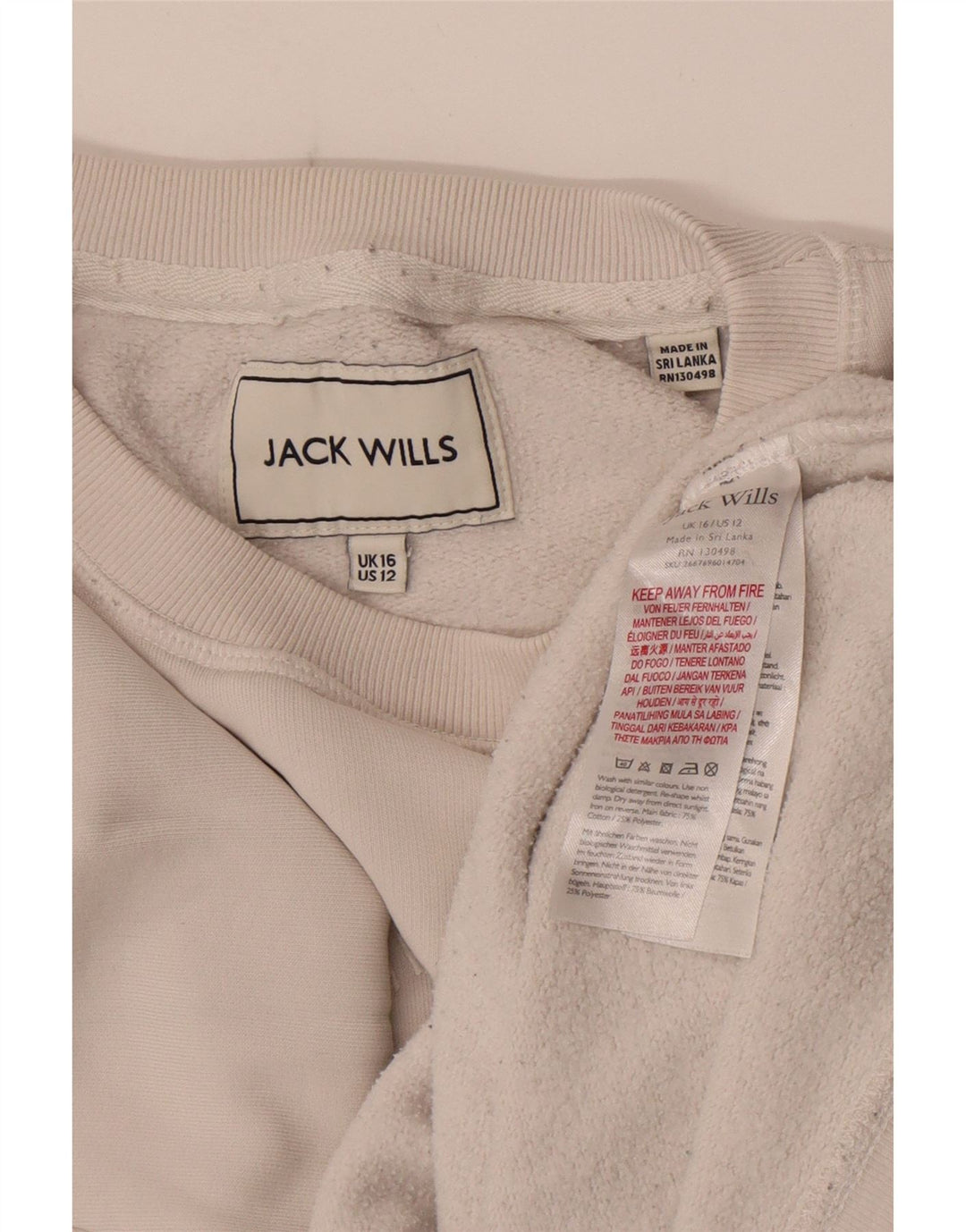 Jack Wills Dame Grafisk Oversized Sweatshirt Jumper UK 16 Large White