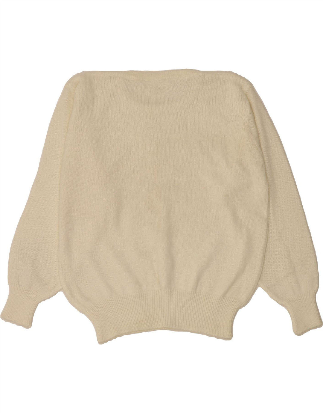 VINTAGE Womens Oversized Crew Neck Jumper Sweater EU 44 XL Off White Vintage Vintage and Second-Hand Vintage from Messina Hembry 