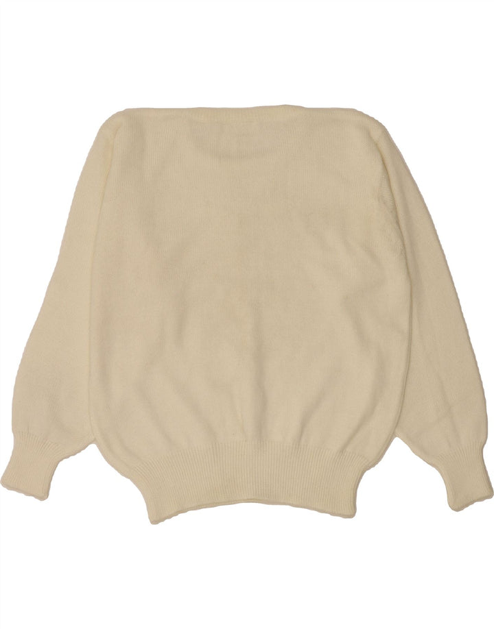 VINTAGE Womens Oversized Crew Neck Jumper Sweater EU 44 XL Off White Vintage Vintage and Second-Hand Vintage from Messina Hembry 