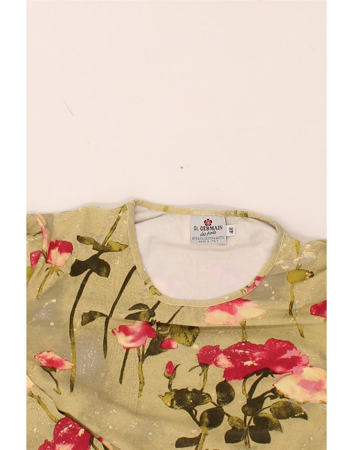 ST. GERMAIN Womens Long Sleeve Blouse Top IT 48 XL Beige Floral Viscose Vintage St. Germain and Second-Hand St. Germain from Messina Hembry 