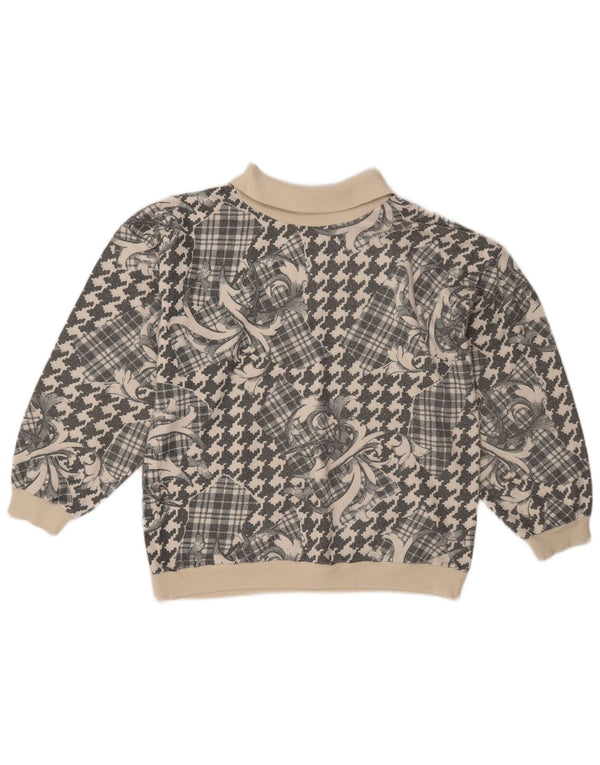 Vintage Dame Polo Neck Jumper Sweater UK 18 XL Grå Patchwork