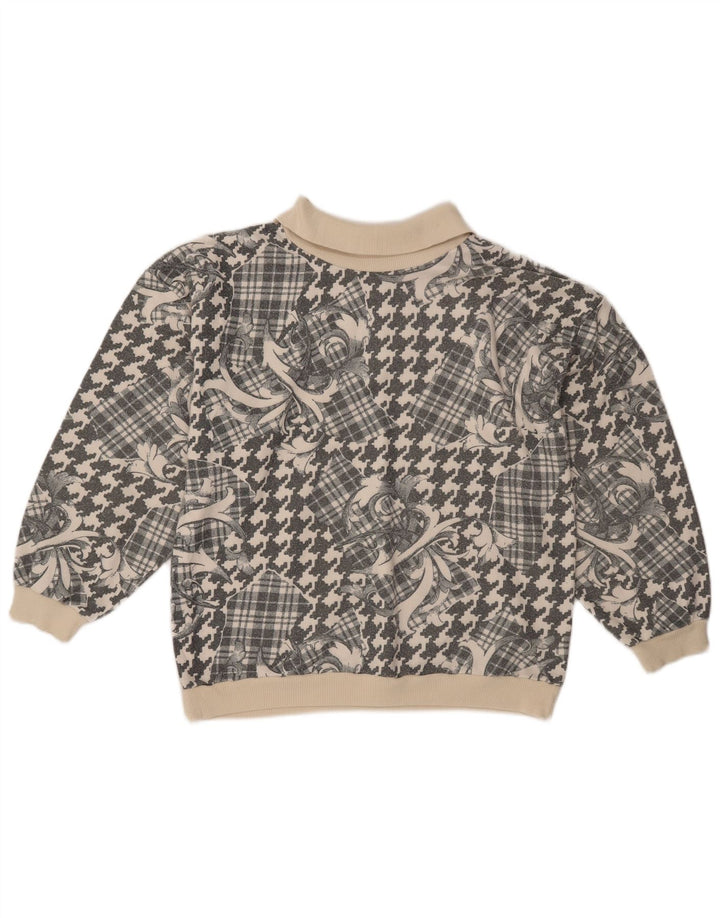 Vintage Dame Polo Neck Jumper Sweater UK 18 XL Grå Patchwork