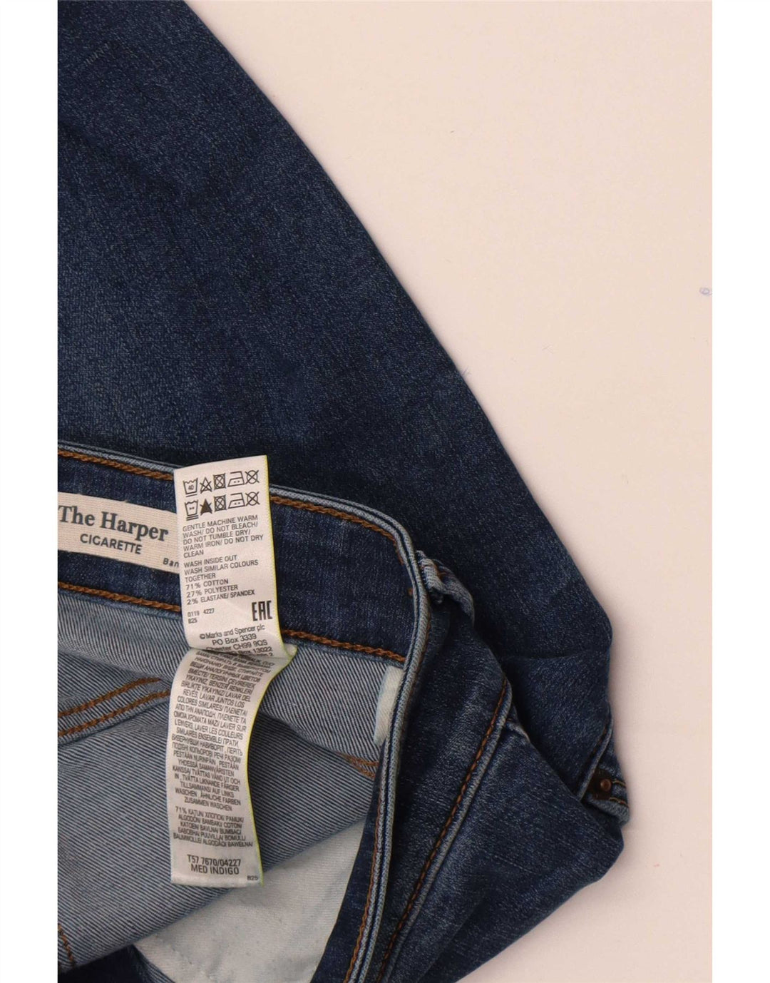 Marks & Spencer Dame Cigarette Crop Slim Jeans UK 10 Small W28 L24 Blue