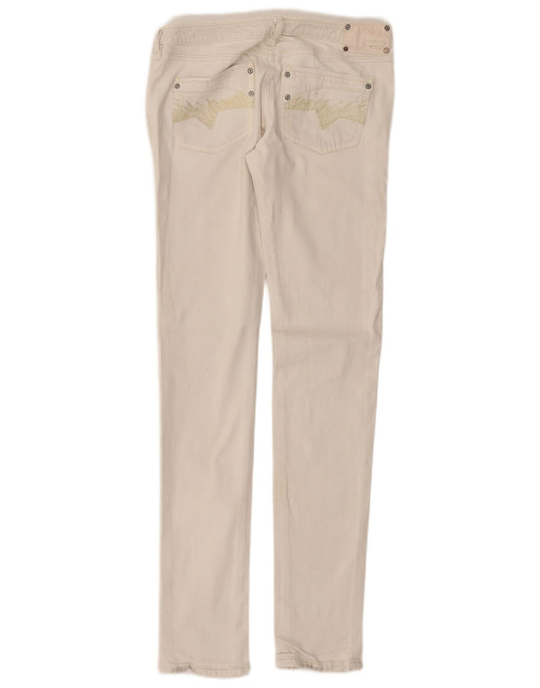Diesel Womens Kycut Low Waist Skinny Jeans W28 L34 Off White Cotton
