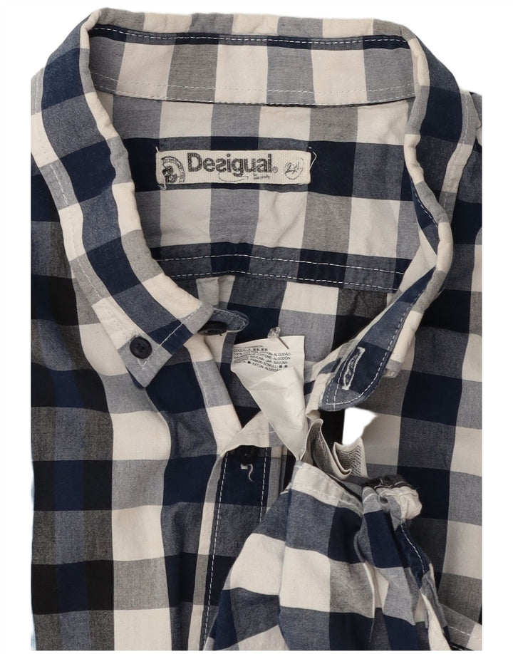 Desigual drengeskjorte 15-16 år 2XL marineblå ternet bomuld