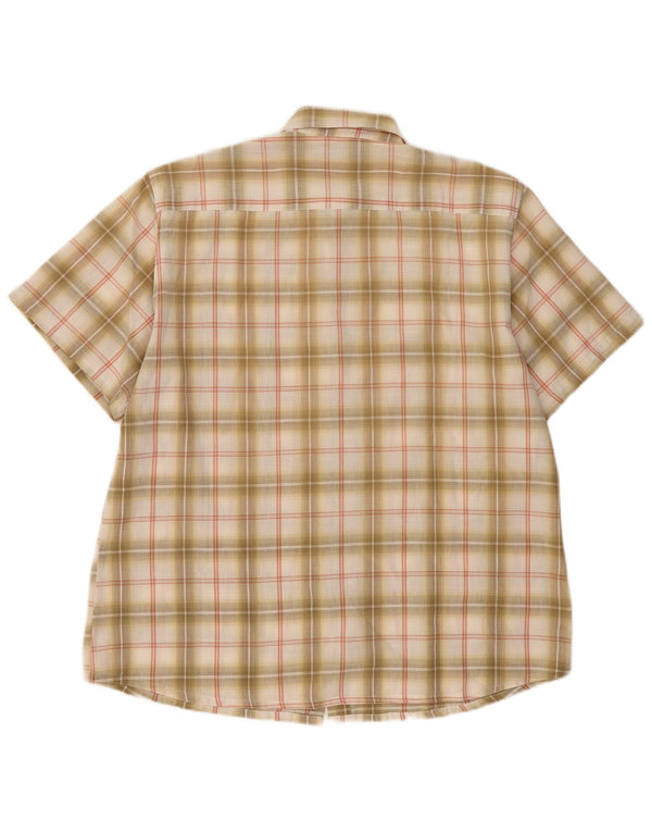 Vintage kortærmet herreskjorte 2XL beige ternet