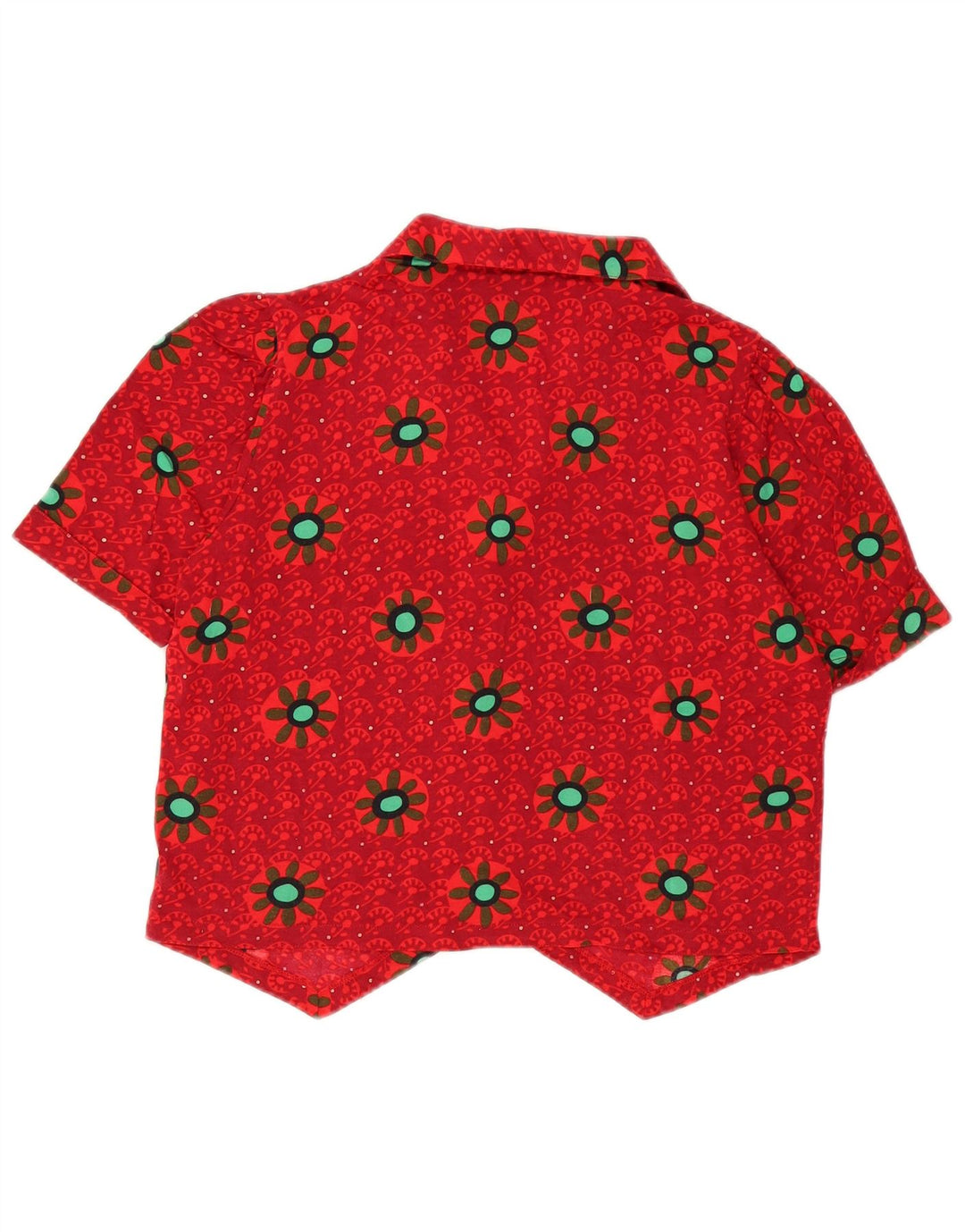 Codice Womens Crop kortærmet skjortebluse UK 16 Large Red Floral