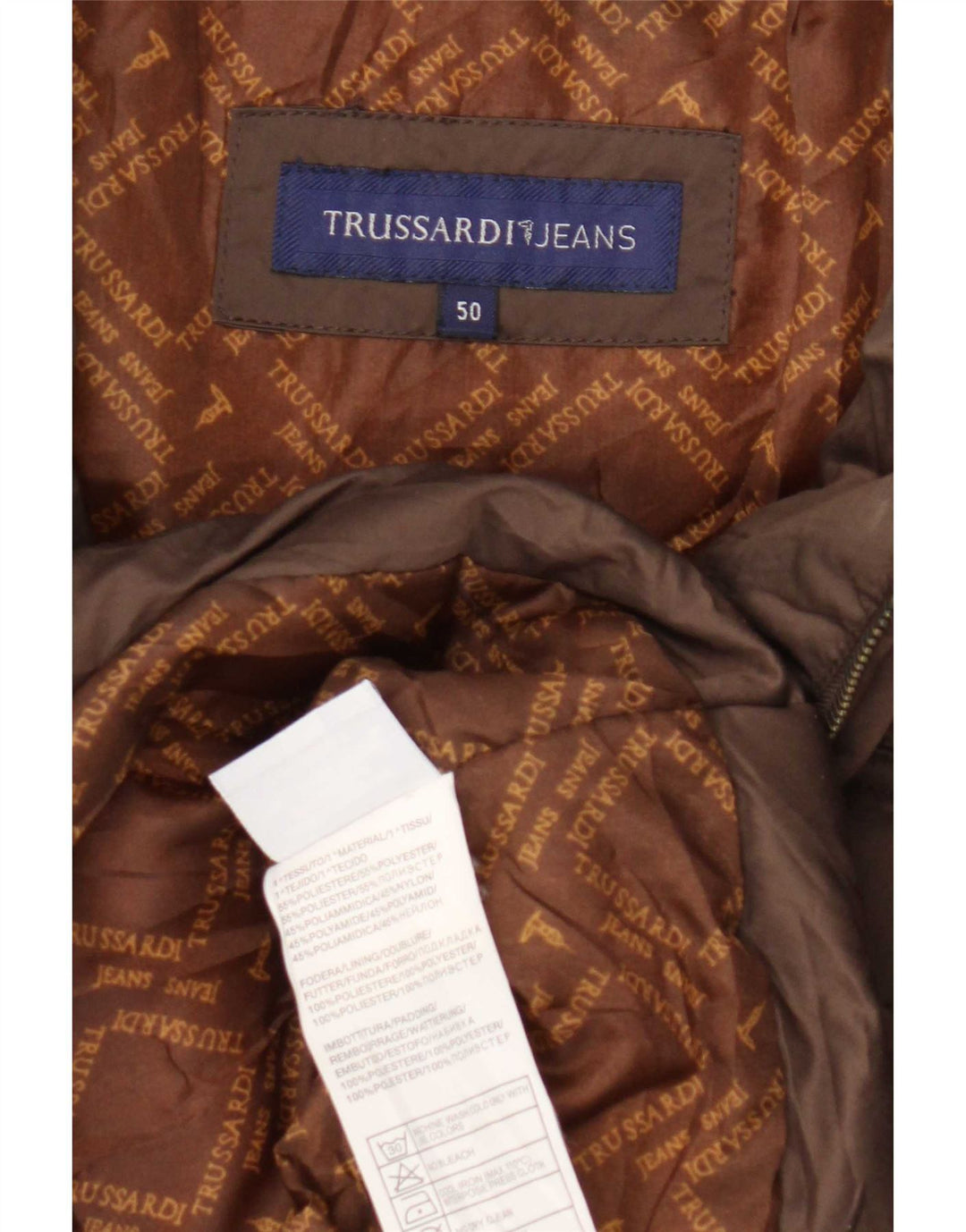Trussardi Jeans Dame Polstret Jakke IT 50 XL Brun Polyester