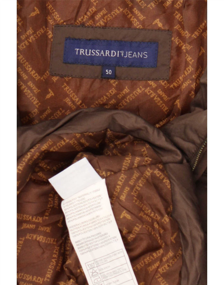 Trussardi Jeans Dame Polstret Jakke IT 50 XL Brun Polyester