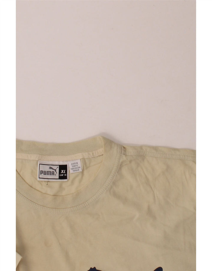 PUMA Mens Graphic T-Shirt Top XL Yellow Vintage Puma and Second-Hand Puma from Messina Hembry 