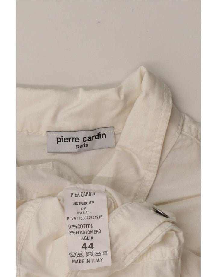 Pierre Cardin Dame Crop Denimjakke IT 44 Medium Hvid Bomuld